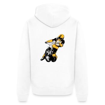 Speedway Racing - Unisex Premium Bio Zip Hoodie - Weiß - Hinten - Thijin (182cm)