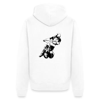 Speedway Racing - Unisex Premium Bio Zip Hoodie - Weiß - Hinten - Thijin (182cm)