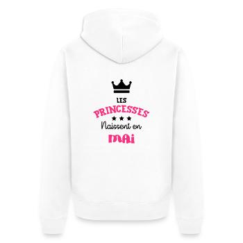 Princesse Anniversaire Bébé Naissance Mai - Unisex Premium Organic Zip Hoodie - white - Back - Thijin (182cm)