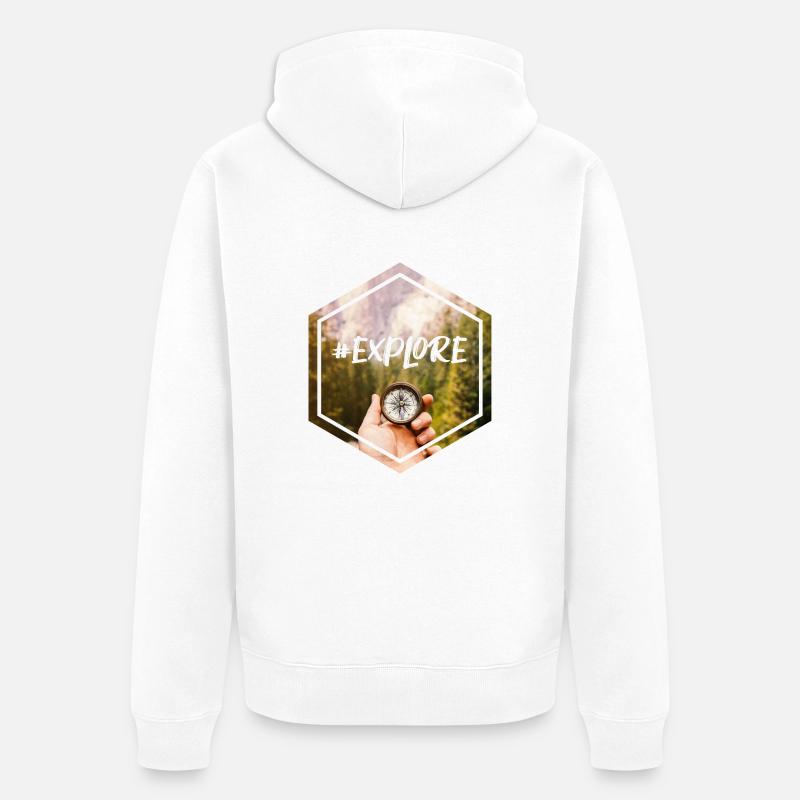 #Explorer - Veste à capuche bio Premium Unisexe - blanc