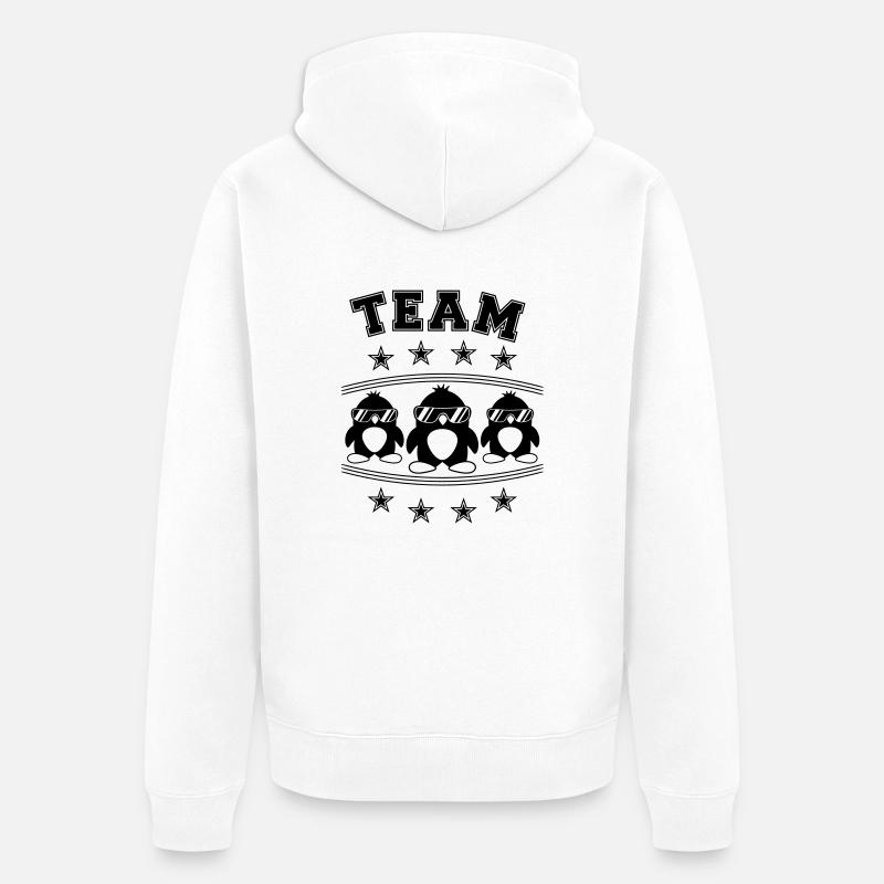 Équipe Pingouins Amis - Veste à capuche bio Premium Unisexe - blanc