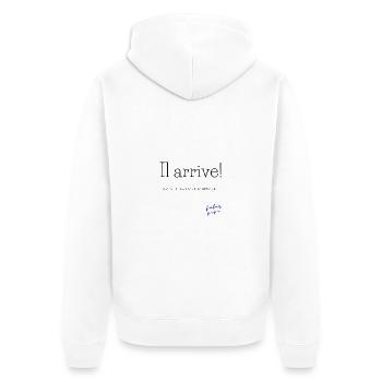 Annonce bébé papa - Veste à capuche bio Premium Unisexe - blanc - Dos - Thijin (182cm)