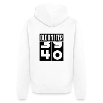 Oldometer 40th Birthday - Unisex Premium Organic Zip Hoodie - white - Back - Thijin (182cm)
