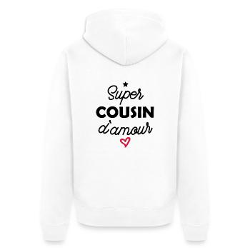 super cousin d amour - Veste à capuche bio Premium Unisexe - blanc - Dos - Thijin (182cm)