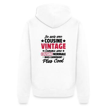 cousine vintage / cadeau humour cousine - Veste à capuche bio Premium Unisexe - blanc - Dos - Thijin (182cm)