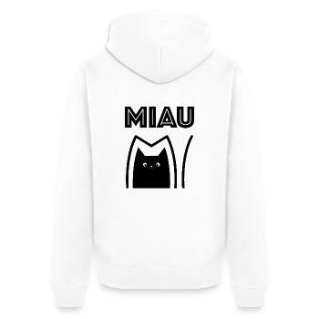 Miau_Katze - Unisex Premium Bio Zip Hoodie - Weiß - Hinten - Thijin (182cm)