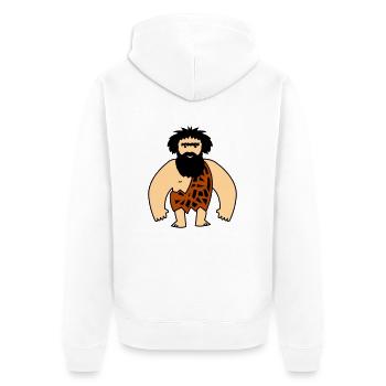 Caveman - Unisex Premium Organic Zip Hoodie - white - Back - Thijin (182cm)