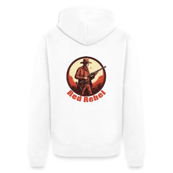 red rebel - Unisex Premium Bio Zip Hoodie - Weiß - Hinten - Thijin (182cm)