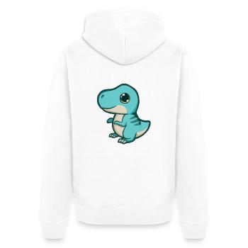 hugadino Baby T-Rex, Dino, süßer Dinosaurier - Unisex Premium Bio Zip Hoodie - Weiß - Hinten - Thijin (182cm)
