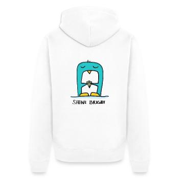 Shine bright - Penguin with diamond - Unisex Premium Organic Zip Hoodie - white - Back - Thijin (182cm)