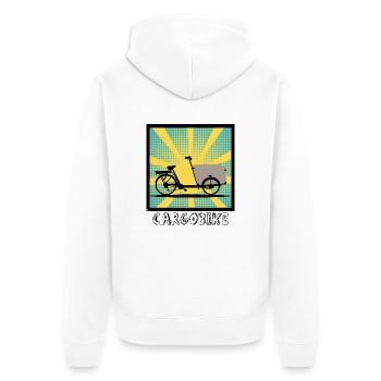 Popartstyle Lastenfahrrad, Cargobike - Unisex Premium Bio Zip Hoodie - Weiß - Hinten - Thijin (182cm)