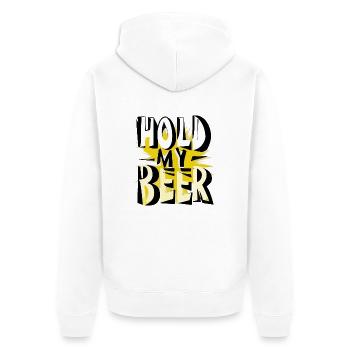 hold my beer - - Unisex Premium Bio Zip Hoodie - Weiß - Hinten - Thijin (182cm)