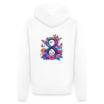 Women's Day 8 March Together for Strength & Freedom - Unisex Premium Organic Zip Hoodie - white - Back - Thijin (182cm)