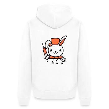 Hase Arzt Spritze Krankenschwester Krankenhaus - Unisex Premium Bio Zip Hoodie - Weiß - Hinten - Thijin (182cm)