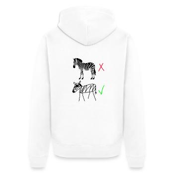 Zebra Contrast – High Quality vs. Hand-Drawn Zebra - Unisex Premium Organic Zip Hoodie - white - Back - Thijin (182cm)