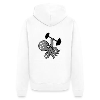 Octopus Bodybuilder Muscle Building Gym Gym - Unisex Premium Organic Zip Hoodie - white - Back - Thijin (182cm)