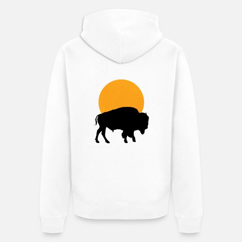 Silhouette bison - Veste à capuche bio Premium Unisexe - blanc