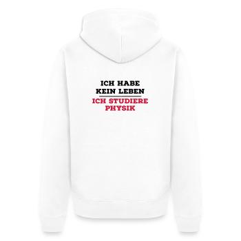 Physik - Unisex Premium Bio Zip Hoodie - Weiß - Hinten - Thijin (182cm)