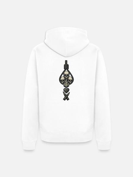 Avi Collection – Skulls & Flame - Unisex Premium Organic Zip Hoodie - white