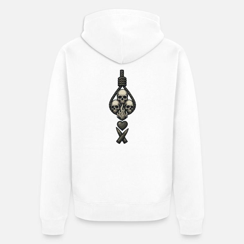 Avi Collection – Skulls & Flame - Unisex Premium Bio Zip Hoodie - Weiß
