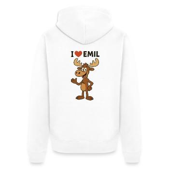 Orignal humoristique avec cœur et texte - Veste à capuche bio Premium Unisexe - blanc - Dos - Thijin (182cm)