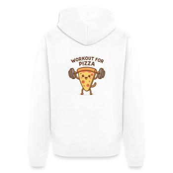 Pizza Workout Motivational Shoe - Unisex Premium Organic Zip Hoodie - white - Back - Thijin (182cm)