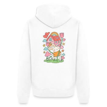 Maison de poupée lapin pastel en fleurs - Veste à capuche bio Premium Unisexe - blanc - Dos - Thijin (182cm)