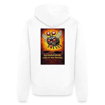 Für eine graue Fliege ist das Loch immer eine Staubquelle - Unisex Premium Bio Zip Hoodie - Weiß - Hinten - Thijin (182cm)