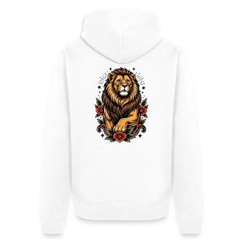 Inspiration florale du Lion - Veste à capuche bio Premium Unisexe - blanc - Dos - Thijin (182cm)