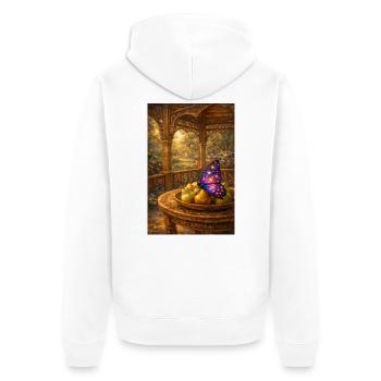 Butterfly of Eternal Orchard – World of the Sun - Unisex Premium Organic Zip Hoodie - white - Back - Thijin (182cm)