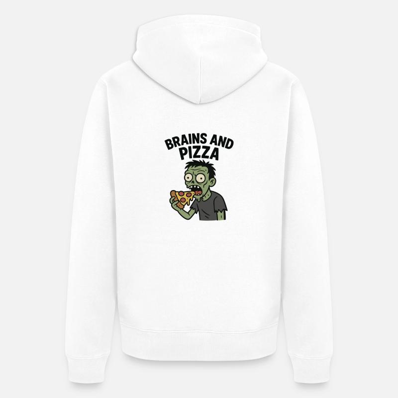 Zombie avec faim de pizza - Veste à capuche bio Premium Unisexe - blanc