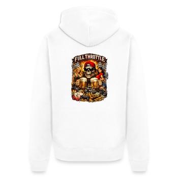Vollgas Schädel Motorrad Party - Unisex Premium Bio Zip Hoodie - Weiß - Hinten - Thijin (182cm)