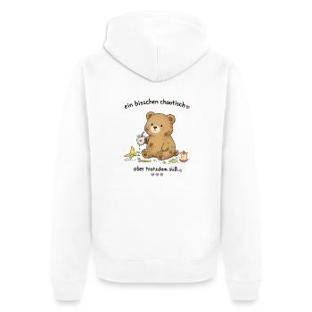 Chaotisch süßer Teddybär - Unisex Premium Bio Zip Hoodie - Weiß - Hinten - Thijin (182cm)