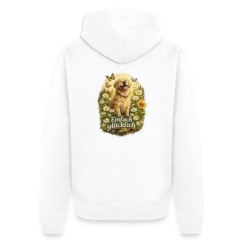 Einfach Glücklich Golden Retriever Blumenwiese - Unisex Premium Bio Zip Hoodie - Weiß - Hinten - Thijin (182cm)