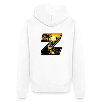  Sonnenuntergang Vibe Zoopy - Unisex Premium Bio Zip Hoodie - Weiß - Hinten - Thijin (182cm)