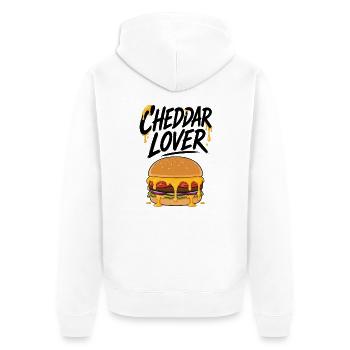 Amoureux du Cheddar Burger Illustration - Veste à capuche bio Premium Unisexe - blanc - Dos - Thijin (182cm)