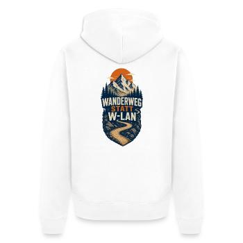 Wanderweg Statt WLAN – Berge Camping & Outdoor - Unisex Premium Bio Zip Hoodie - Weiß - Hinten - Thijin (182cm)