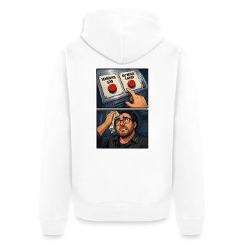 Vernünftigkeit vs Impuls-Moment - Unisex Premium Bio Zip Hoodie - Weiß - Hinten - Thijin (182cm)
