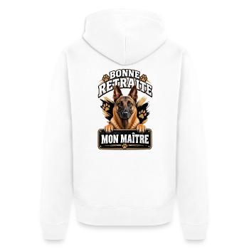 Bonne retraite mon maître - Veste à capuche bio Premium Unisexe - blanc - Dos - Thijin (182cm)