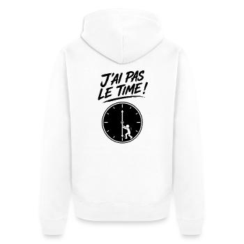 J'ai Pas Le Temps – Time - Horloge En Mouvement - Veste à capuche bio Premium Unisexe - blanc - Dos - Thijin (182cm)