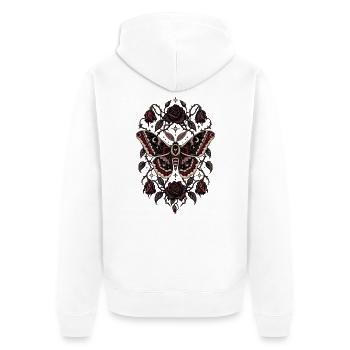 Nachtrose Falter - Unisex Premium Bio Zip Hoodie - Weiß - Hinten - Thijin (182cm)