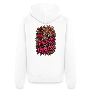 Wild und furchtlos - Unisex Premium Bio Zip Hoodie - Weiß - Hinten - Thijin (182cm)
