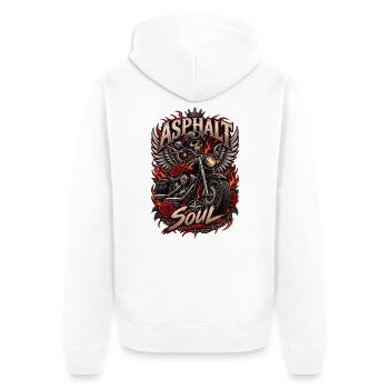 ASPHALT-SEELE - Unisex Premium Bio Zip Hoodie - Weiß - Hinten - Thijin (182cm)