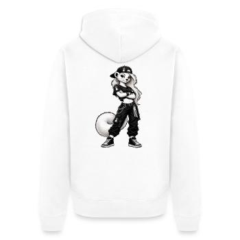 Coole Frau, Hermine - Unisex Premium Bio Zip Hoodie - Weiß - Hinten - Thijin (182cm)