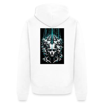 Simulation der Konformität Bot Armee - Unisex Premium Bio Zip Hoodie - Weiß - Hinten - Thijin (182cm)