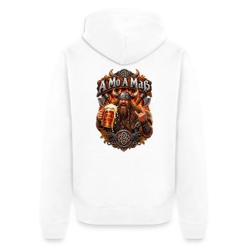 Viking Bierhelden Feuerbanner - Unisex Premium Bio Zip Hoodie - Weiß - Hinten - Thijin (182cm)