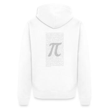 Pi Zahlenblock mit dezentem π Symbol – Mathematik  - Unisex Premium Bio Zip Hoodie - Weiß - Hinten - Thijin (182cm)