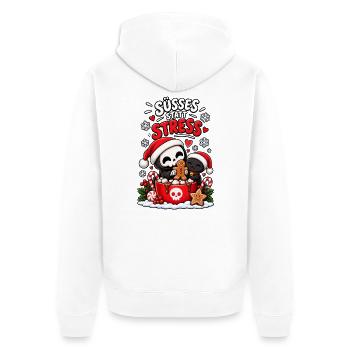 Süßes statt Stress Weihnachten - Unisex Premium Bio Zip Hoodie - Weiß - Hinten - Thijin (182cm)