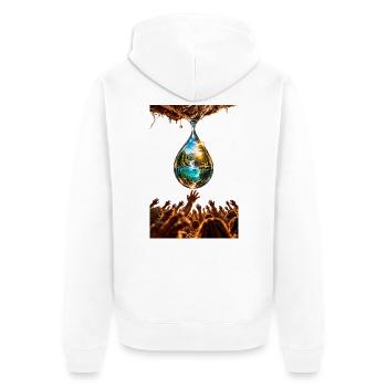"The last drop" - Unisex Premium Bio Zip Hoodie - Weiß - Hinten - Thijin (182cm)