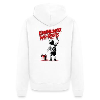 Graffiti-Kind Rotschrift – Pinsel Tropfen - Unisex Premium Bio Zip Hoodie - Weiß - Hinten - Thijin (182cm)